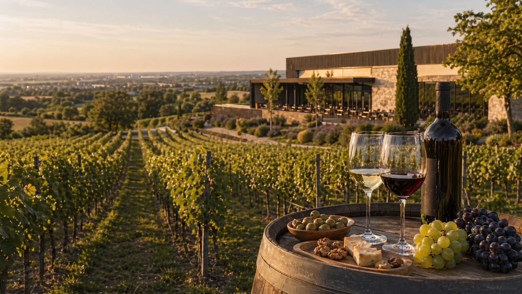 Rolling vineyard rows and broad valley views used to represent Adoria Vineyards