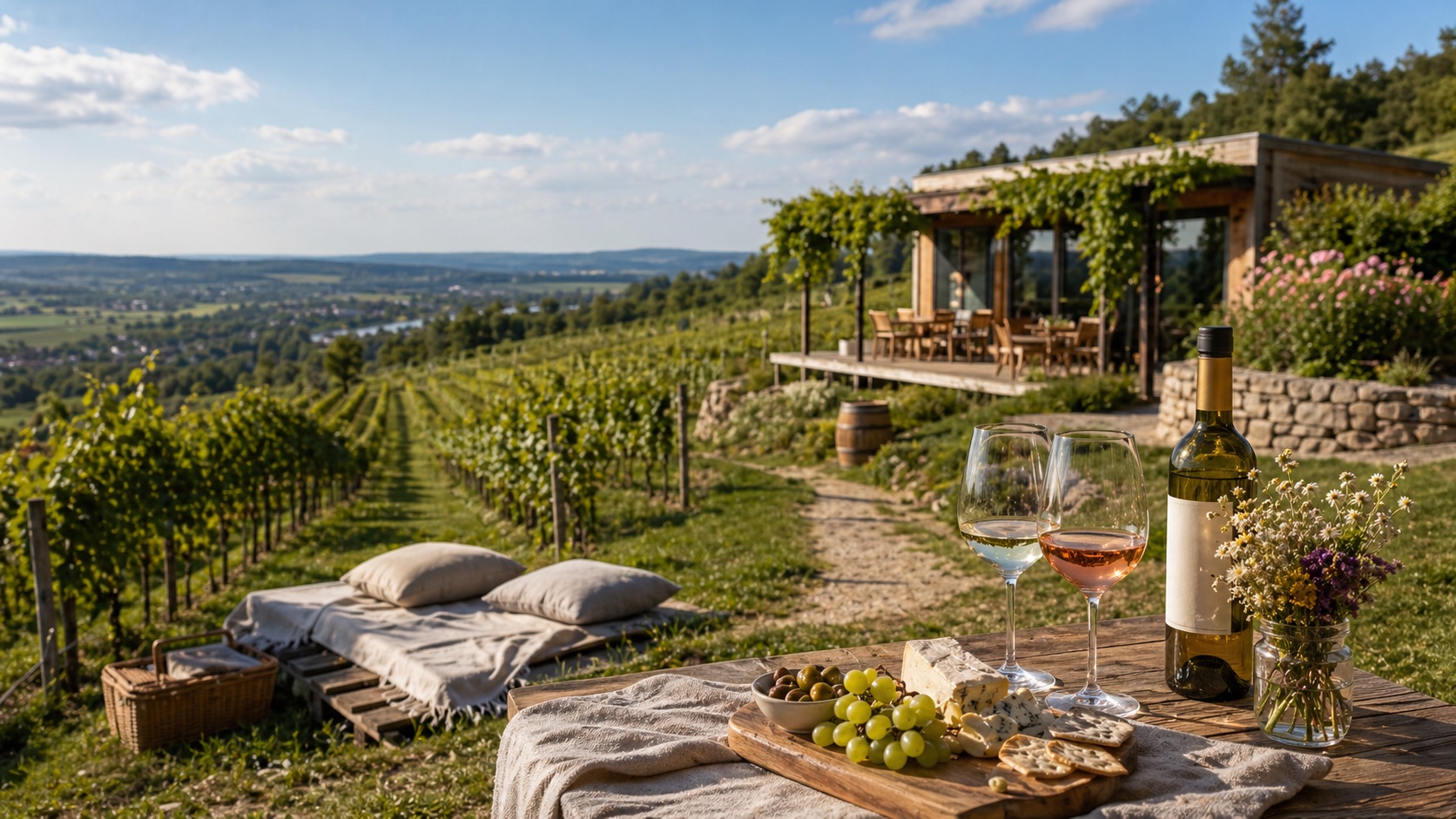 Lower Silesian vineyard landscape and cellar setting representing Winnica Silesian