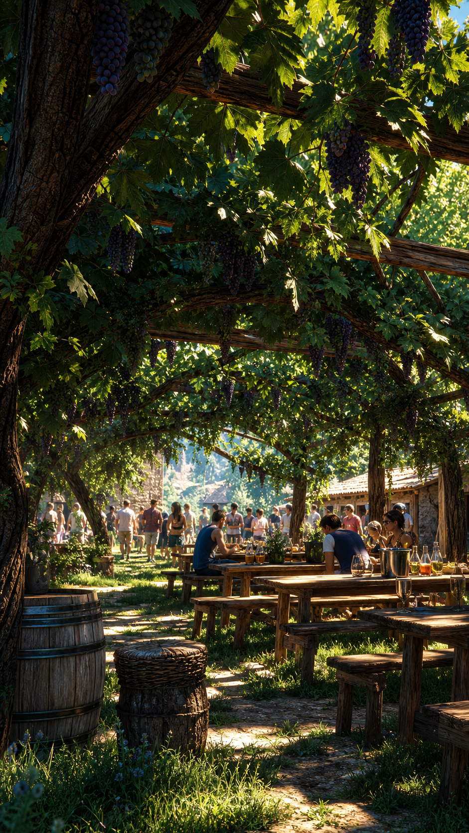 Outdoor summer wine gathering used to illustrate Bergamuty Wine Summer Camp