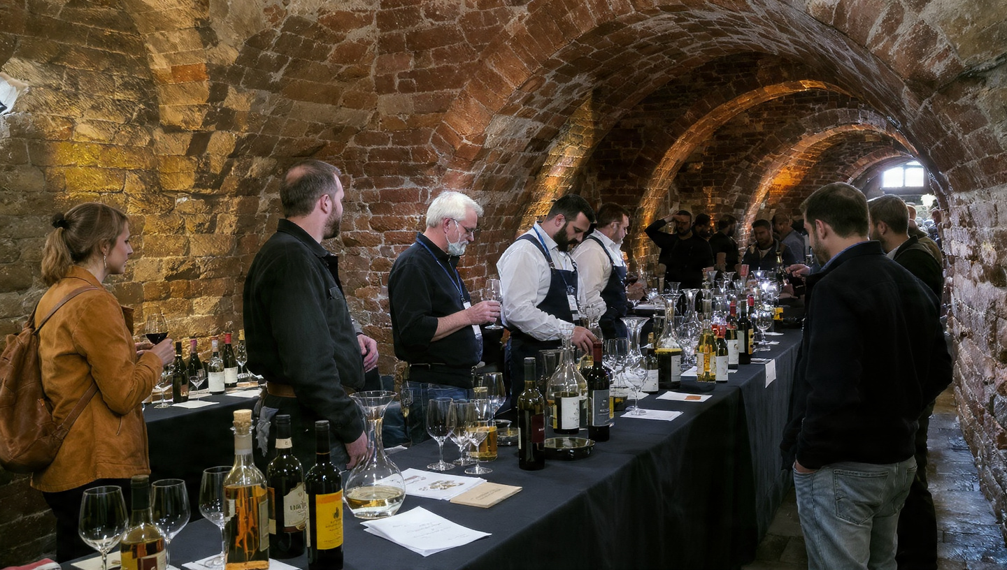 Brick-cellar tasting event used to illustrate NOE Festiwal in Katowice