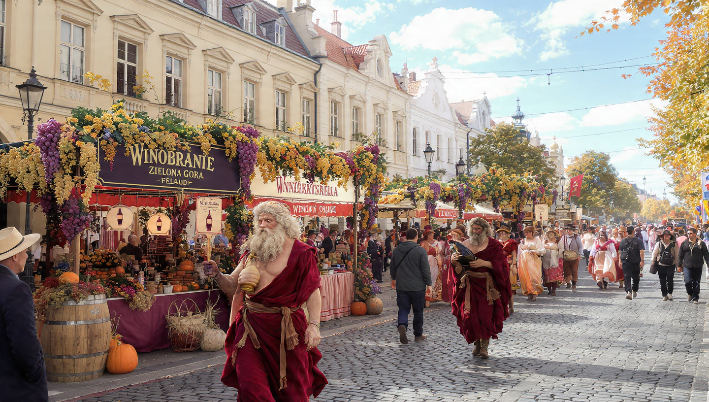 Winobranie festival crowds and wine atmosphere in Zielona Góra
